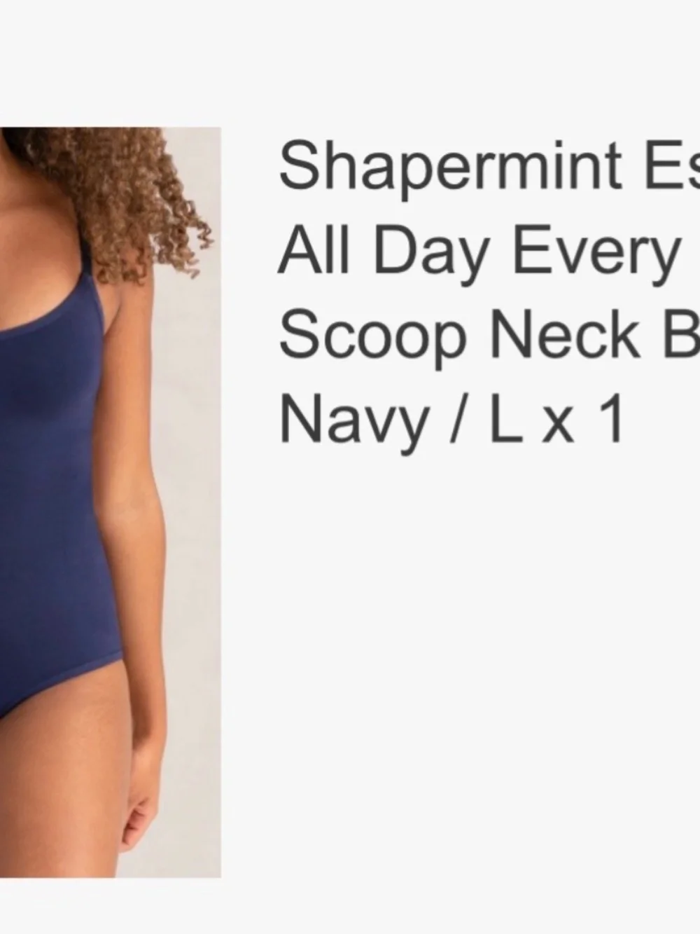 Shapermint Essentials All Day Every Day Scoop Neck Bodysuit - Navy / L x 1 - Picture 2 of 7